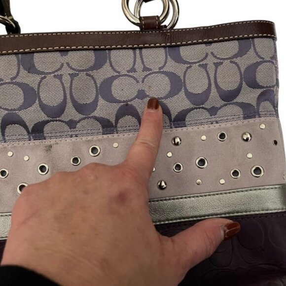 Coach Lavender Suede Canvas Signature Shoulder Bag - Picture 5 of 6